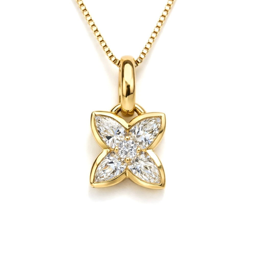 Pear Flower Pendant - 14k Yellow Gold