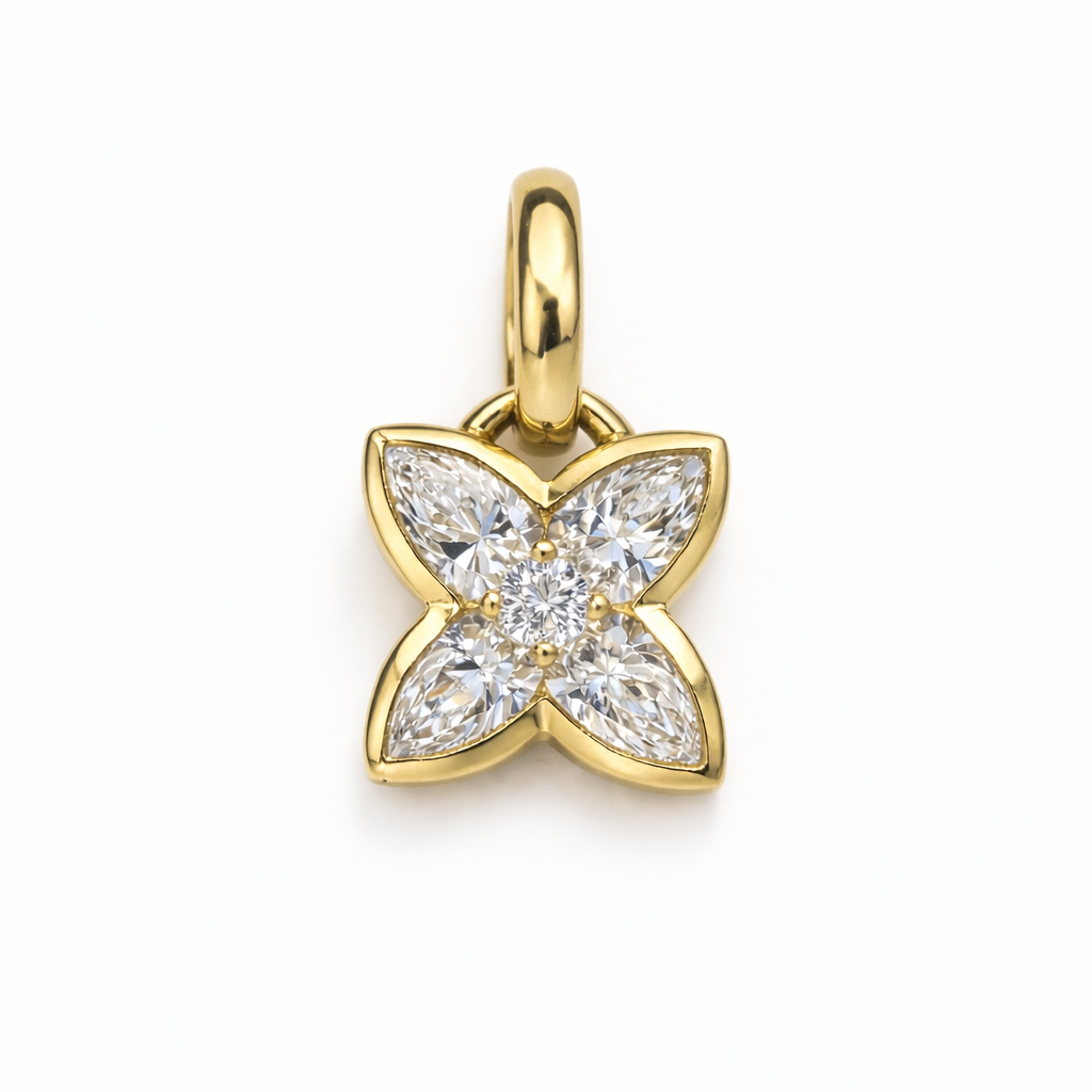 Pear Flower Pendant - 14k Yellow Gold