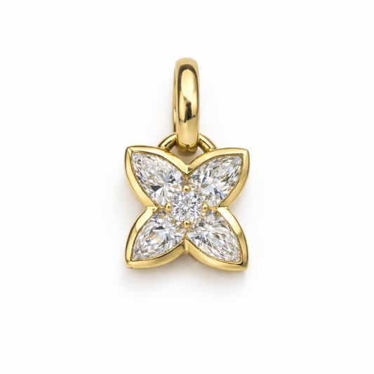 Pear Flower Pendant - 14k Yellow Gold