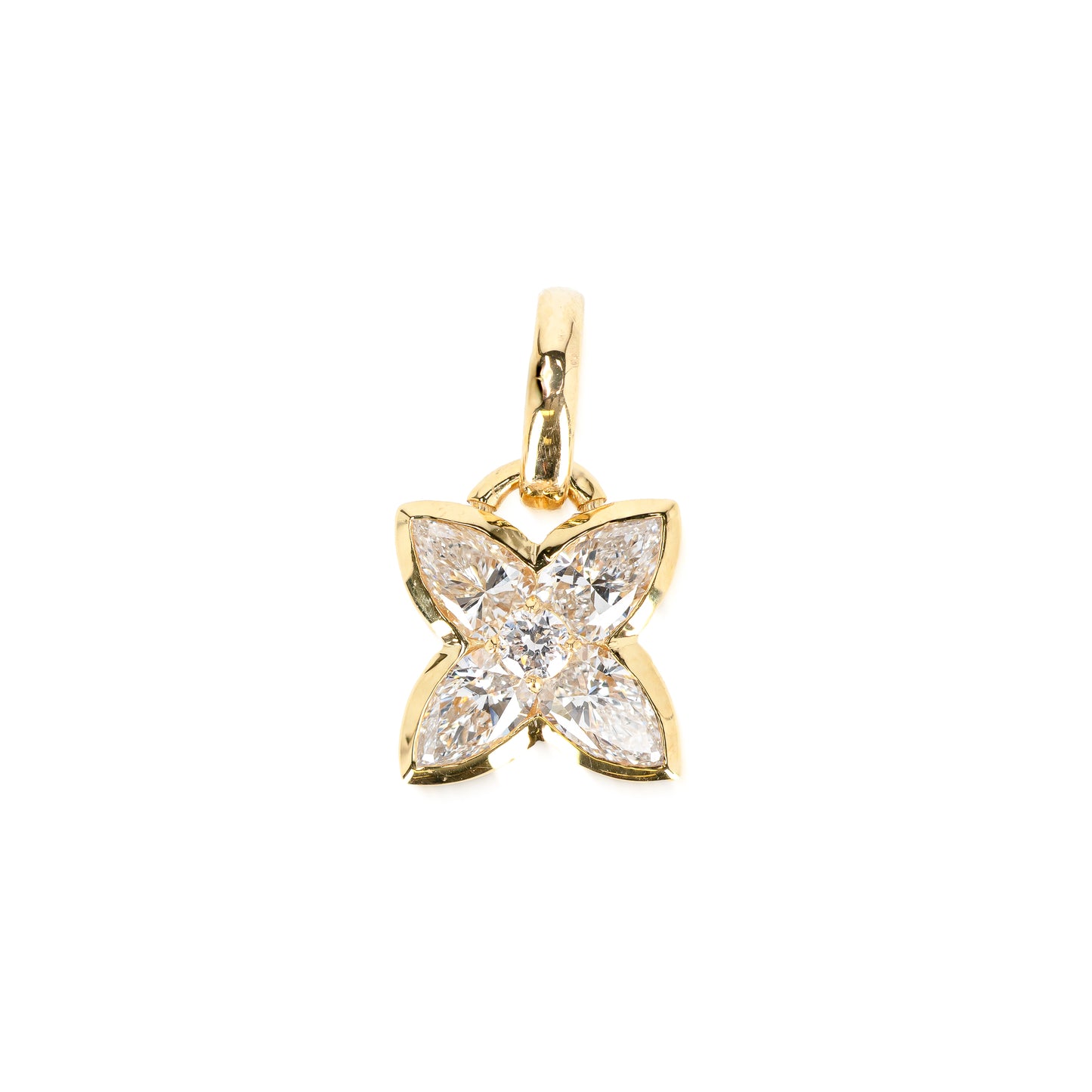 Pear Flower Pendant - 14k Yellow Gold