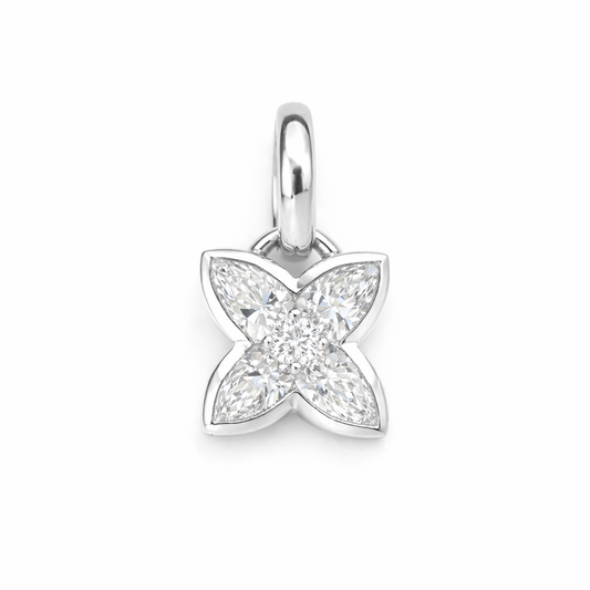 Pear Flower Pendant - 14k White Gold