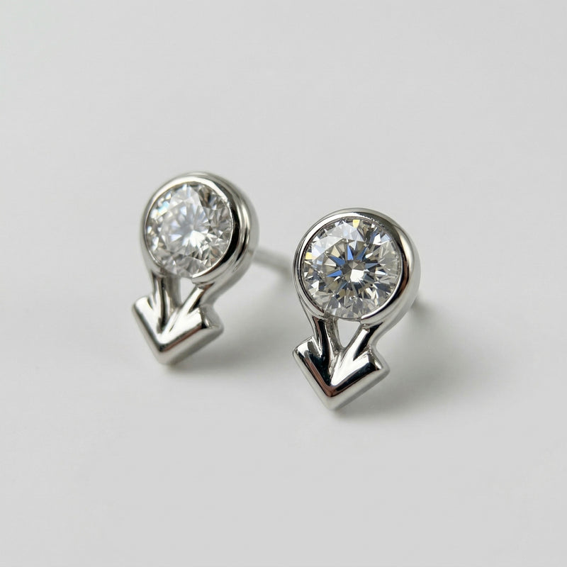 AGO Momentum Earrings – 14K White Gold Lab Diamond