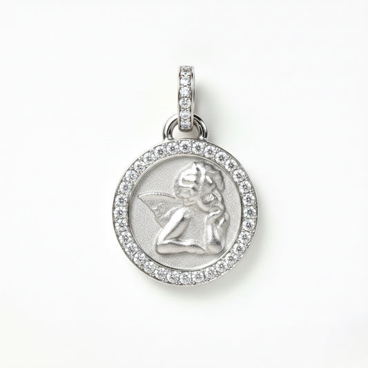Angel de la Guarda Pendant – 14K White Gold